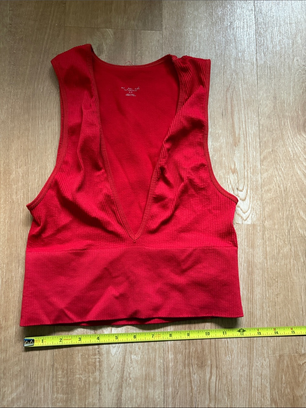 Free People Intimately Women's Red Deep V Ribbed crop tank